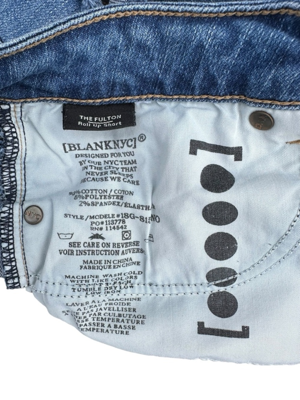Blank NYC The Fulton Roll Up Distressed Denim Cutoff Raw Hem Shorts Size 26 - Picture 7 of 9